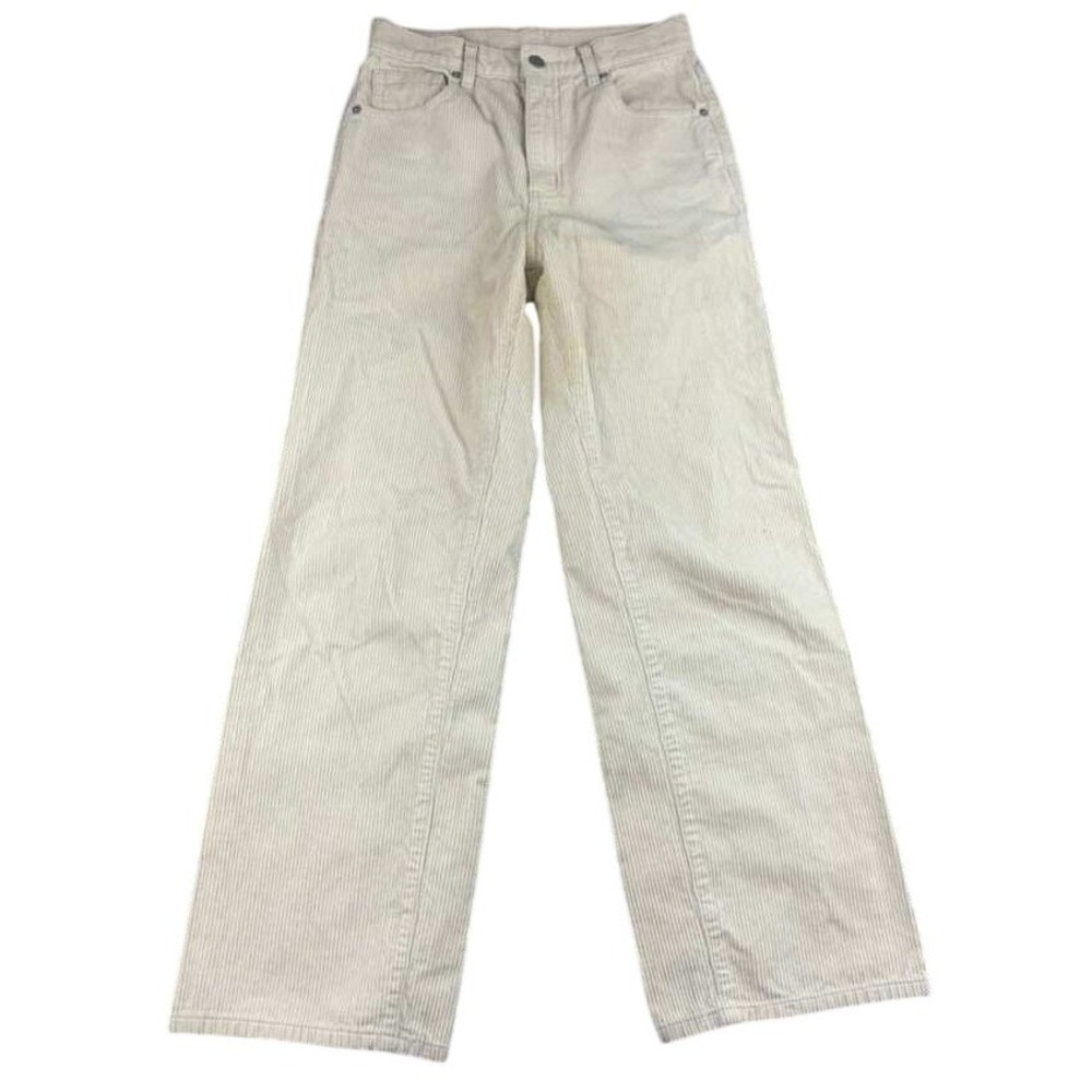 GU Corduroy Pants Women S‎ Beige Cream 100% Cotton Wide Leg Baggy Y2K Skater